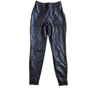 Spanx Faux Leather Black Jogger Pants